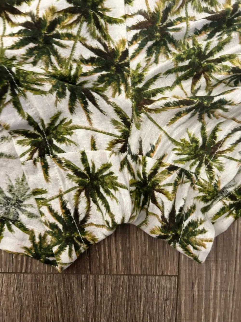 Linen Blend Palm Print Women’s Drawstring Shorts - Briggs XL